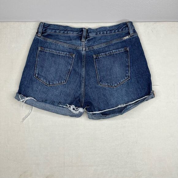 Kancan Distressed High Waisted Frayed Hem Cuffed Denim Shorts Women’s Size 11/29 - Picture 2 of 7